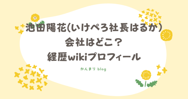 池田陽花　いけぺろ社長　はるか　会社　どこ　経歴　wikiプロフィール