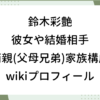 鈴木彩艶 彼女 結婚相手 両親 父 母 兄弟 家族構成 wiki プロフィール
