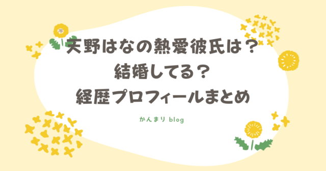 天野はな 熱愛彼氏 結婚してる　経歴　プロフィール